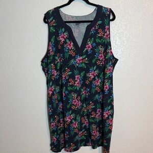 Lands End Navy Tropical Floral Dress Size 3X(24-26) Vacation Summer